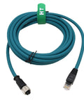 M12 X Coded 8 Pin Female To RJ45 Cat7e Heavy Duty Industrial Ethernet Cable 10Gbps 5M IP67 Waterproof coiled view