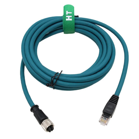 M12 X Coded 8 Pin Female To RJ45 Cat7e Heavy Duty Industrial Ethernet Cable 10Gbps 5M IP67 Waterproof coiled view