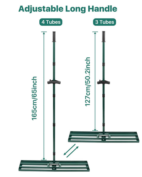 Stainless Steel Lawn Leveling Rake With Adjustable Handle For Smoothing Soil And Topsoil 30x10 Or 45x10 Ground Plate