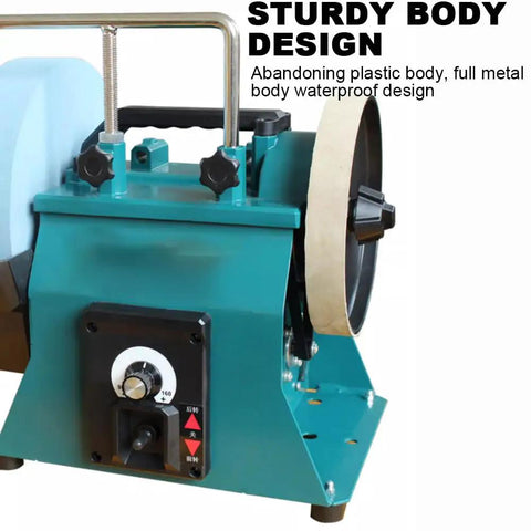 Heavy Duty 10 Inch Water Cooled Knife Sharpener With Variable Speed And Wet Dry Dual Mode For All Knives And Chisels, metal body design.