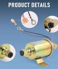 Electric Fuel Pump 12V Replacement For Onan 5500 RV Cummins Generator showcasing product details and connectors.
