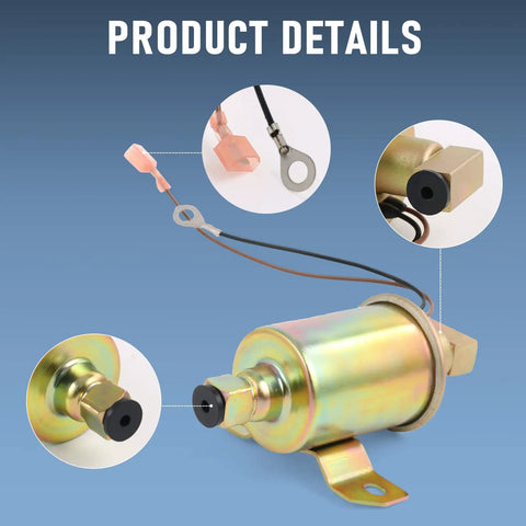 Electric Fuel Pump 12V Replacement For Onan 5500 RV Cummins Generator showcasing product details and connectors.