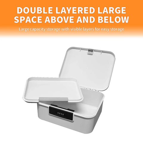 Solid Heavy Duty Lockable Storage Container Bin With Easy Combo Lock Secure File Organizer Box For Home Office Gear Built Tough Plastic Tote In White Finish