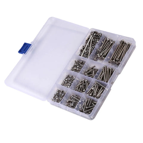 Hardcore 440 Piece 304 Stainless Steel Hex Head Socket Screws And Nuts Assortment Kit M3 in plastic organizer case