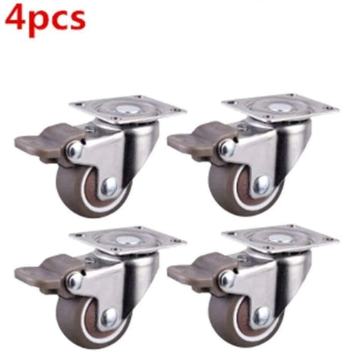 Four Piece Furniture Casters With Soft Rubber Swivel Wheels Features smooth rolling glide, solid shock absorption, scratch-free design.