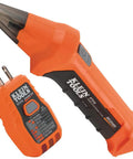 AC Circuit Breaker Kit With GFCI Digital Circuit Breaker Finder Non Contact Voltage Tester Pen Zipper Bag 3 Piece Set For Quick Panel Checks Live Wire Alerts And Safe Home Electrical Troubleshooting, shown with orange GFCI tester and voltage pen.