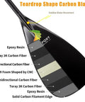 Hybrid Outrigger Paddle With Teardrop Carbon Blade And Fiberglass Reinforced Wooden Bent Shaft For Waka Ama Vaa L 50 Inches Lightweight