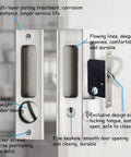 Six Point Three Inch Privacy Pocket Door Lock Hardware With Keys, Sliding Barn Door Lock Concealed Recessed Door Handle in Silver