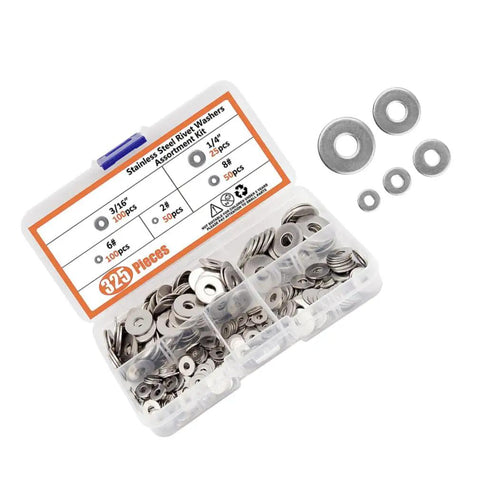 Top Shelf Real Deal 325 Piece Stainless Steel Flat Washer Set With Assorted 1/4 Inch Lock Washers Kit For Smooth Automotive And Industrial Bolt Fastening Applications Today