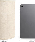 Battery Operated Wall Sconce Set Of Two With Remote And Usb C Rechargeable Power No Drill Setup That Is Totally Renter Friendly And Delivers Smooth Ambiance Vibes Without Having To Pay Cash For An Electrician with beige linen shade next to device dimensions.