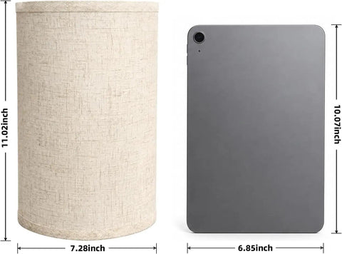 Battery Operated Wall Sconce Set Of Two With Remote And Usb C Rechargeable Power No Drill Setup That Is Totally Renter Friendly And Delivers Smooth Ambiance Vibes Without Having To Pay Cash For An Electrician with beige linen shade next to device dimensions.