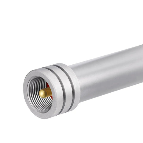 Close-up of connector on Beefed-Up Dual Band Ham Radio Car Antenna For 136-174MHz And 400-470MHz, 50W Max, PL259 50 Ohm