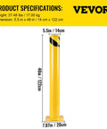 Tough As Nails 48 Inch Steel Safety Bollard Post In Bright Yellow Finish 5.5 Inch Diameter showing dimensions and specifications.