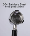 51mm Bottomless Portafilter With 3 Ears For Dedica EC680 EC685 Espresso Machine, showing 304 stainless steel construction.