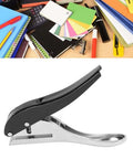 Heavy Duty Metal Hole Punch 3mm Single Hole Puncher, 25 Sheets Capacity, Handheld DIY Tool shown with assorted office supplies