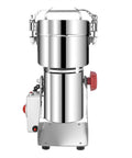 Front view of Stainless Steel Electric Coffee Grinder For Home Use And Spice Mill Multi Function Grain Wheat Flour Mixer With One Button Push And High Capacity Grinding Cup