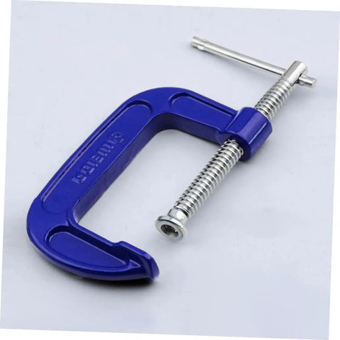 4 Inch Thickened G Clamp With Quick Release For Woodworking And DIY Projects Heavy Duty Metal C Clamp in blue on white background