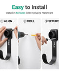 Heavy Duty EV Charger Wall Mount Bracket Compatible With SAE J1772 connectors installation steps using a drill and screwdriver.