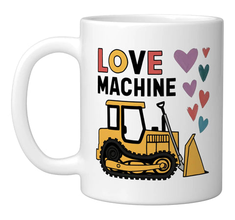 White ceramic mug with 'Love Machine' tractor design for Valentine Gift For Farmers Love Machine Tractor Mug White Ceramic Coffee Cup For Rural Lovers And Tractor Enthusiasts Perfect Farmhouse Decor Gift For Anyone