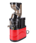 Zaicoler 5.4 Inch Cold Press Juicer With Wide Chute For Whole Produce Slow Masticating Extractor side view showing red design.