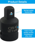 Top Tier Dual Drive Adapter Set For Tough Jobs Lets You Switch From 3/8 To 1/2 Inch And Back Again Like A Pro When Using Heavy Duty Impact Wrenches Or Socket Drivers On Any Gripping Messy Job Site Without Skipping A Beat. 1/2 F x 3/8 CR-V adapter with spring detent ball