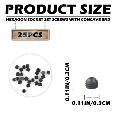 Heavy Duty Rock Solid Boss Grade Carbon Steel Hex Socket Head Screws 25 Piece Kit 3.0mm Metric Cheese Head Bolts with concave end