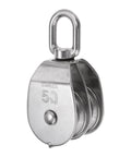 M50 Double Sheave Pulley Block 304 Stainless Steel Swivel Rigging Lifting Wheel Fixed Pulley For Crane