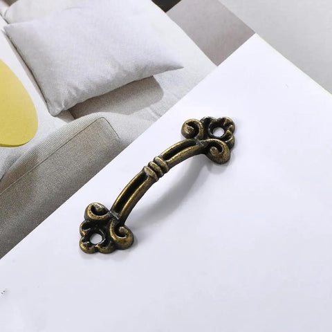 Vintage Bronze Mini Drawer Pulls Set Of 20, 1.85 Inch Antique Jewelry Box Handles, Small Cabinet Hardware close-up view