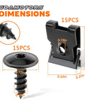 Dimensions of 30 Piece Fender Screw Bolt U Nut Kit With 15 U Nuts And 15 Screws For Bumper Cover Shield And Grille Spoiler