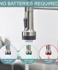 Kitchen Faucet With Soap Dispenser, Single Hole Pull Down Sprayer, LED Temperature Color Change, Brushed Nickel Finish Showing LED Colors