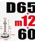 Four Pack Adjustable Stainless Steel Furniture Feet With Universal M8 M10 M12 M14 Threads And Grippy Rubber Base Glides Total Game Changer showing M12 thread dimensions.
