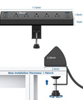 Desk Clamp Power Strip With USB C 40W Fast Charging 4 PD 20W Ports Edge Mount Surge Protector 5 Outlets Fits 1.96 Inch Desk Edge