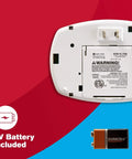 Back view of Carbon Monoxide Detector Plug In Alarm With Battery Backup CO606 White 1 Pack For Your Home Safety, showing battery slot.