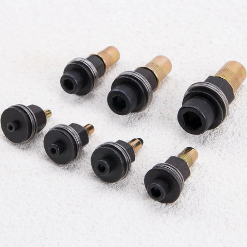 No Sweat 7 Piece Hand Rivet Nut Tool Kit Built From Hardened Carbon Steel with assorted nutserts for M3 to M12 fittings.