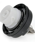 Side view of a locking gas cap with keyed lock for Jeep and Dodge SUVs and trucks, heavy duty fuel cap that keeps gas safe from thieves.