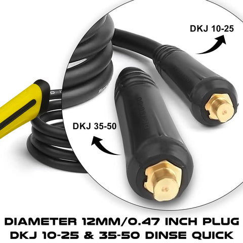 Heavy Duty 600A Electrode Holder Kit With Cable And Ground Clamp For Arc Welding Stinger With Dinse 10-25 And 35-50 Plugs