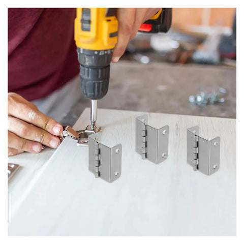 Stainless Steel Self Closing Reversible Door Hinge Set 4 Pcs Adjustable Folding Butt Hinges installation on white cabinet