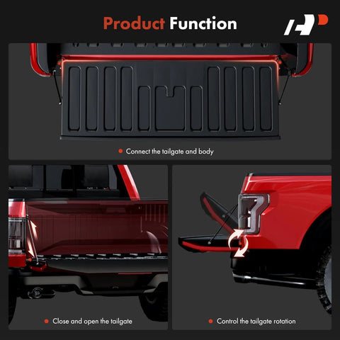 Tailgate Hinge Pivot Bushing Insert Kit For Ford F Series And Dodge Ram Trucks Left And Right Bed And Gate 4 Piece Set Replacement Parts installed on truck showing function