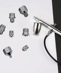 Seven Piece Airbrush Adapter Kit With Multi Size Fittings Including 1/8 In, 1/4 In And M5 BSP Threads, Metal Couplings and Airbrush