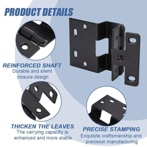 Eight Piece Set Of Five Knuckle Door Hinges For Three Quarter Inch Doors, 160 Degree Iron Cabinet Wardrobe Hinges in black