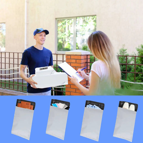 100 Pack White Poly Mailers Shipping Bags Assorted Sizes 6x11 8x12 10x13 12x17 Self Sealing Waterproof Tear Proof Packaging Bags