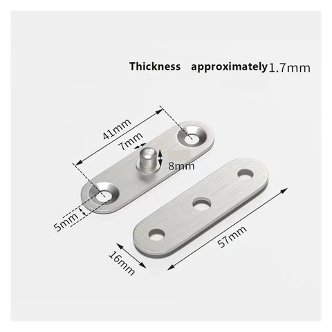 Dope Stainless Steel Adjustable Door Hinges With Quiet Close 360 Degree Rotating Door Pivot, dimensions shown, 1.7mm thick