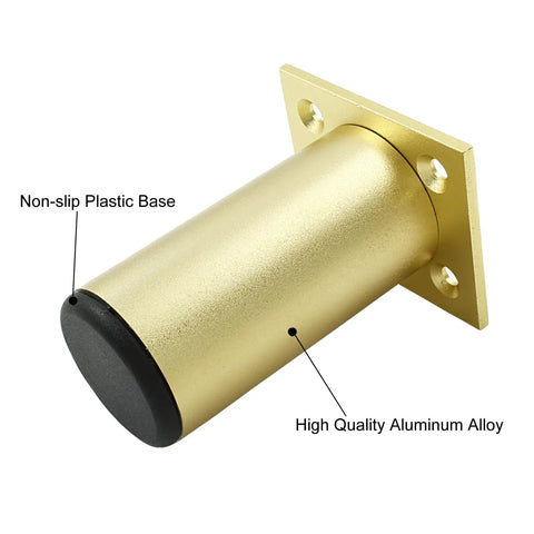 Top Tier Adjustable Aluminum Furniture Legs Sweet Gold Finish with non-slip plastic base for stability.
