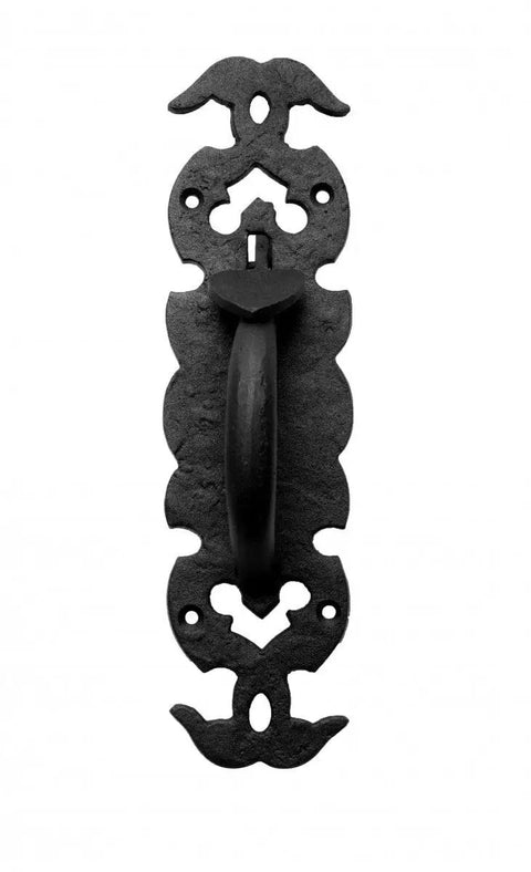 Black Iron Thumb Gate Latch With Rustic Antique Design for Fence and Door cast iron hardware, vertical view