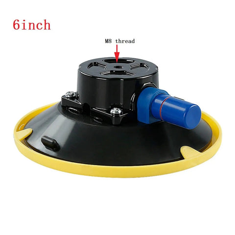 Six Inch Vacuum Suction Cup Mount Base With Hand Pump For Seam Joining And Leveling On Cars Boats RVs Glass And Metal Surfaces With Super Grip Built Tough For Auto Repair Color M8 featuring M8 thread