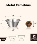 12 Pack One And A Half Ounce Stainless Steel Dipping Sauce Cups Reusable Metal Ramekins Commercial Grade Condiment Bowls