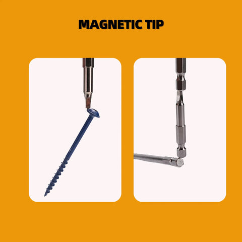 Magnetic tip showcasing a Kickass Pocket Hole Screw Driver Bit Set with 2 Inch and 6 Inch square drive for woodworking.