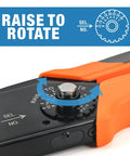 Iwiss Deutsch Crimping Tool For Solid Contacts Size 12 16 20 showing gauge dial for torque adjustment and ergonomic handles.