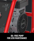 Heavy Duty 12 Gallon Air Compressor Powers Up Silky Quiet With An Oil Free Build, featuring a durable oil-free pump.