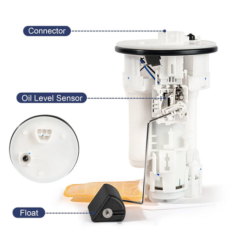 Electric Fuel Pump Module Assembly For Chevy Prizm And Toyota Corolla 1998 To 2002 1.8L L4 Gas Sedans With Sending Unit Fuel Level Sensor Seal O Ring Replaces FG2218 SP9163M 7702402010, showing components: connector, oil level sensor, float.